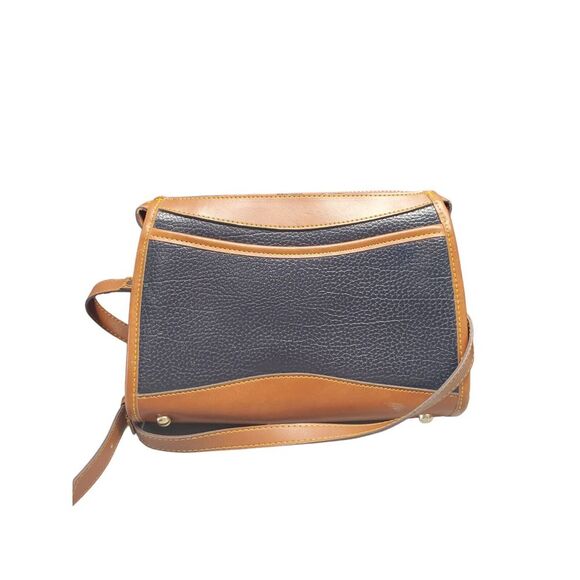 Vintage Dooney & Bourke Crossbody Purse/Bag Womens Navy Brown Pebble Leather - Picture 2 of 16
